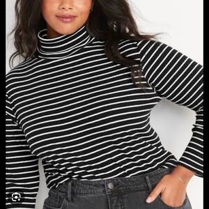Old Navy Stripes Rib-Knit Long-Sleeved Turtleneck